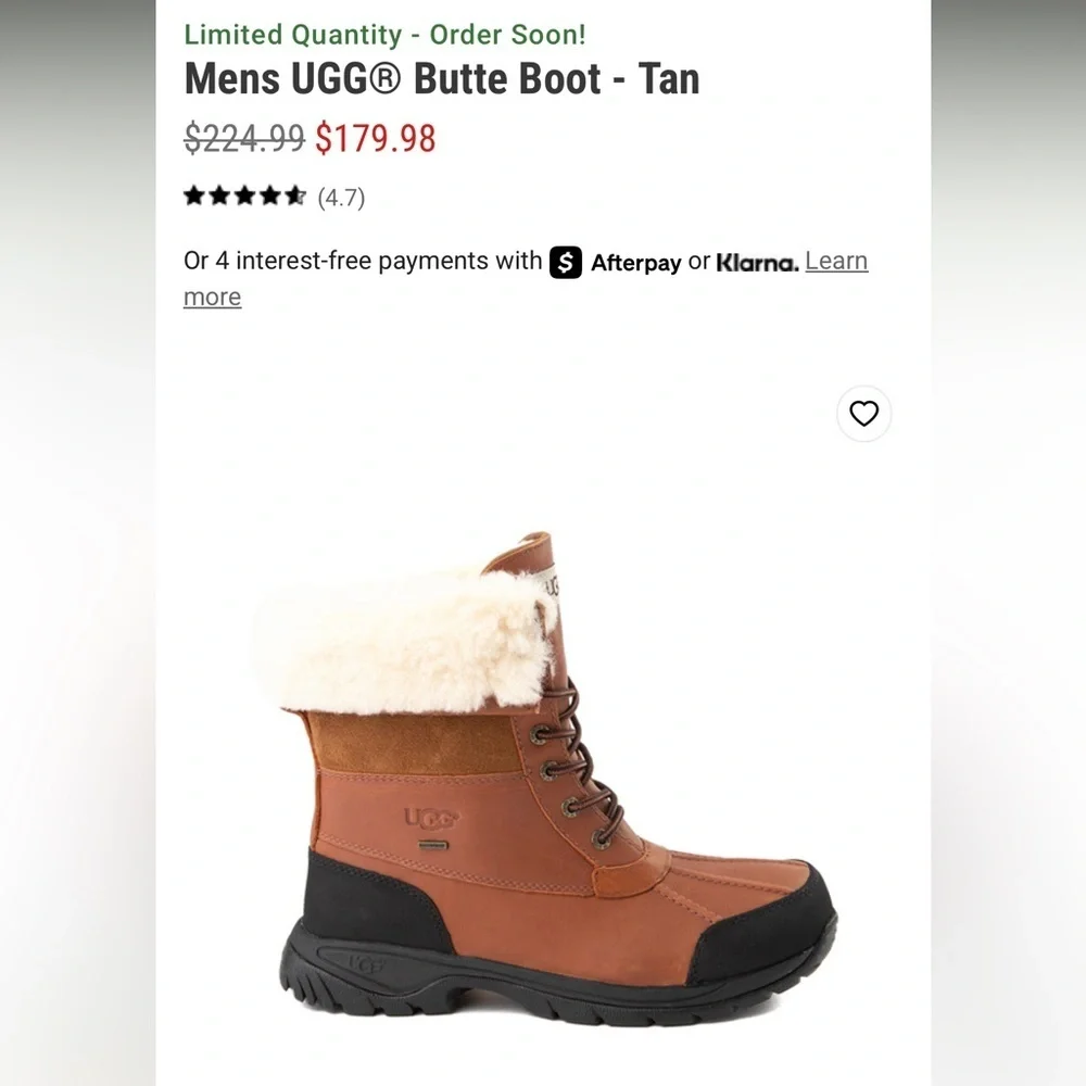 Mens UGG® Butte Boot - Tan/Brown/Black Size 9